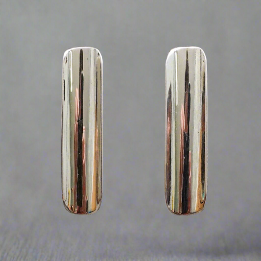 Taxco Mexico TC-60 Vintage Sterling Silver Modernist Concave Earrings