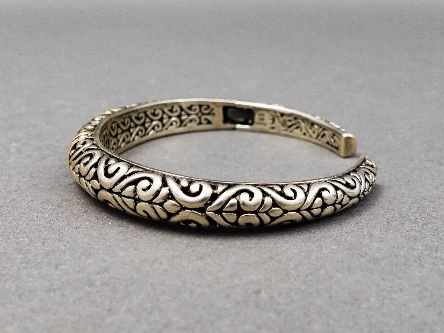 Effy Balissima Diamond 18k Gold Sterling Silver Hinged Cuff Bangle Bracelet