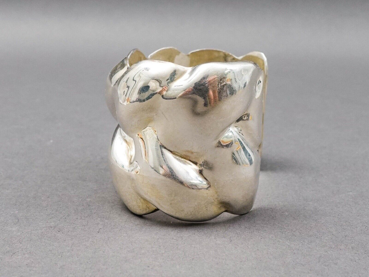 Taxco Mexico Alicia Signed Vintage 950 Silver Heavy Braided Wide Cuff Bracelet