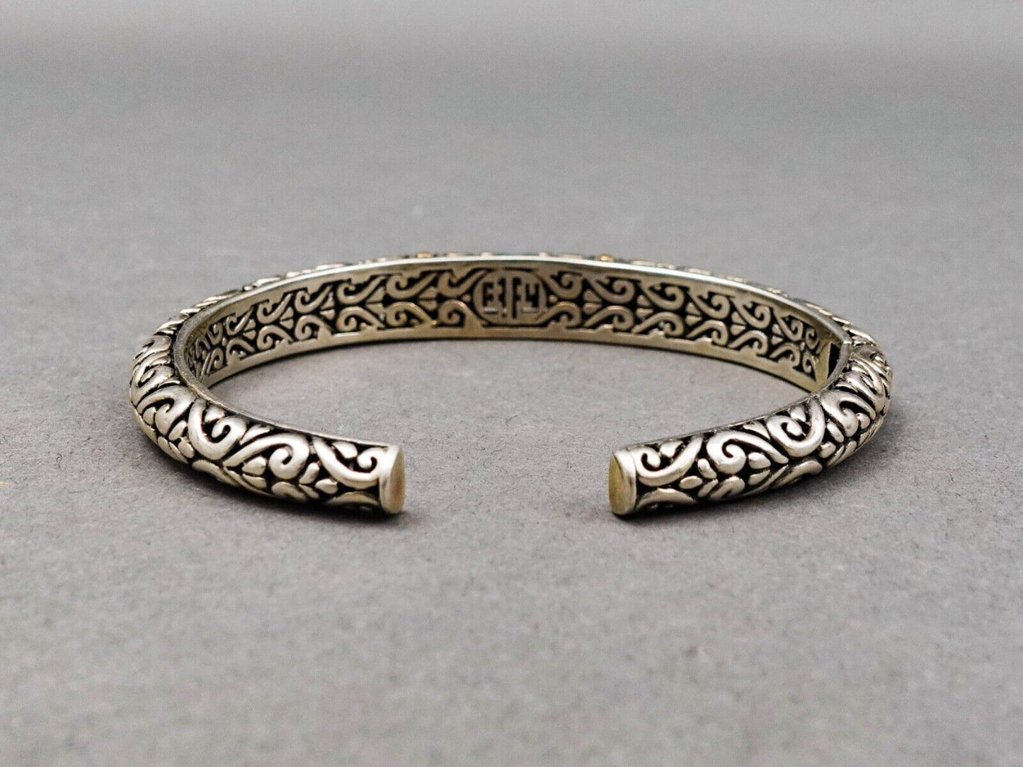 Effy Balissima Diamond 18k Gold Sterling Silver Hinged Cuff Bangle Bracelet