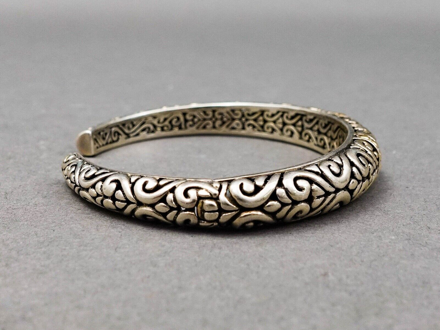 Effy Balissima Diamond 18k Gold Sterling Silver Hinged Cuff Bangle Bracelet