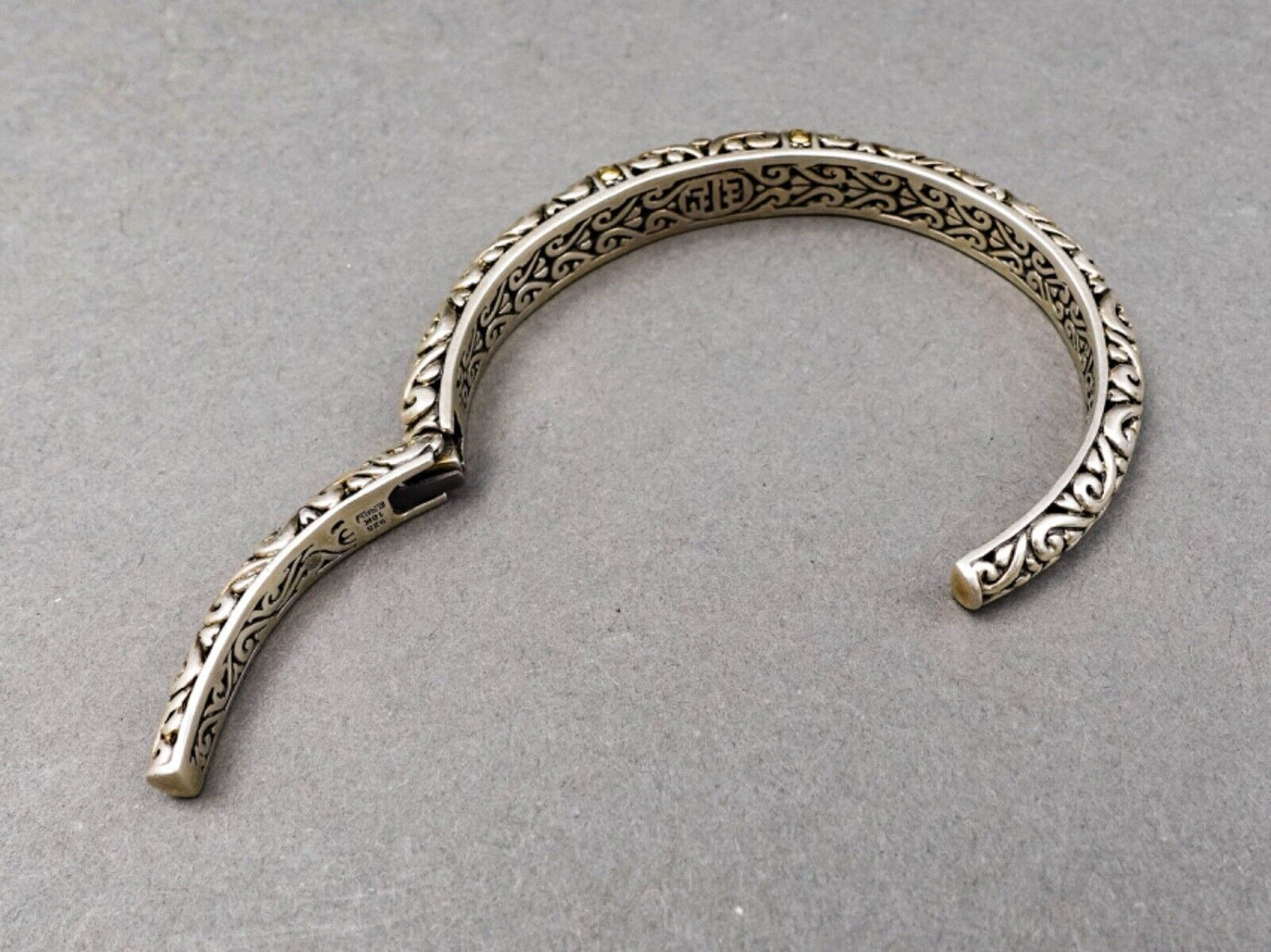 Effy Balissima Diamond 18k Gold Sterling Silver Hinged Cuff Bangle Bracelet