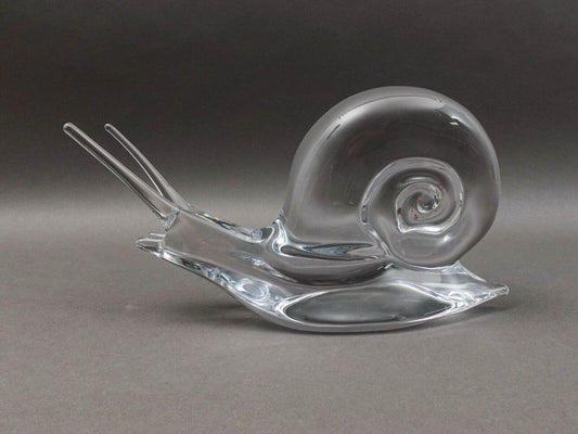 Daum Crystal France Signed Snail Escargot Large Glass Figurine Sculpture 13 1/8"