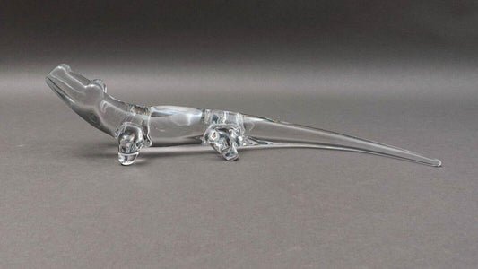 Daum Crystal France Signed Alligator Glass Figurine Sculpture 16 1/2"