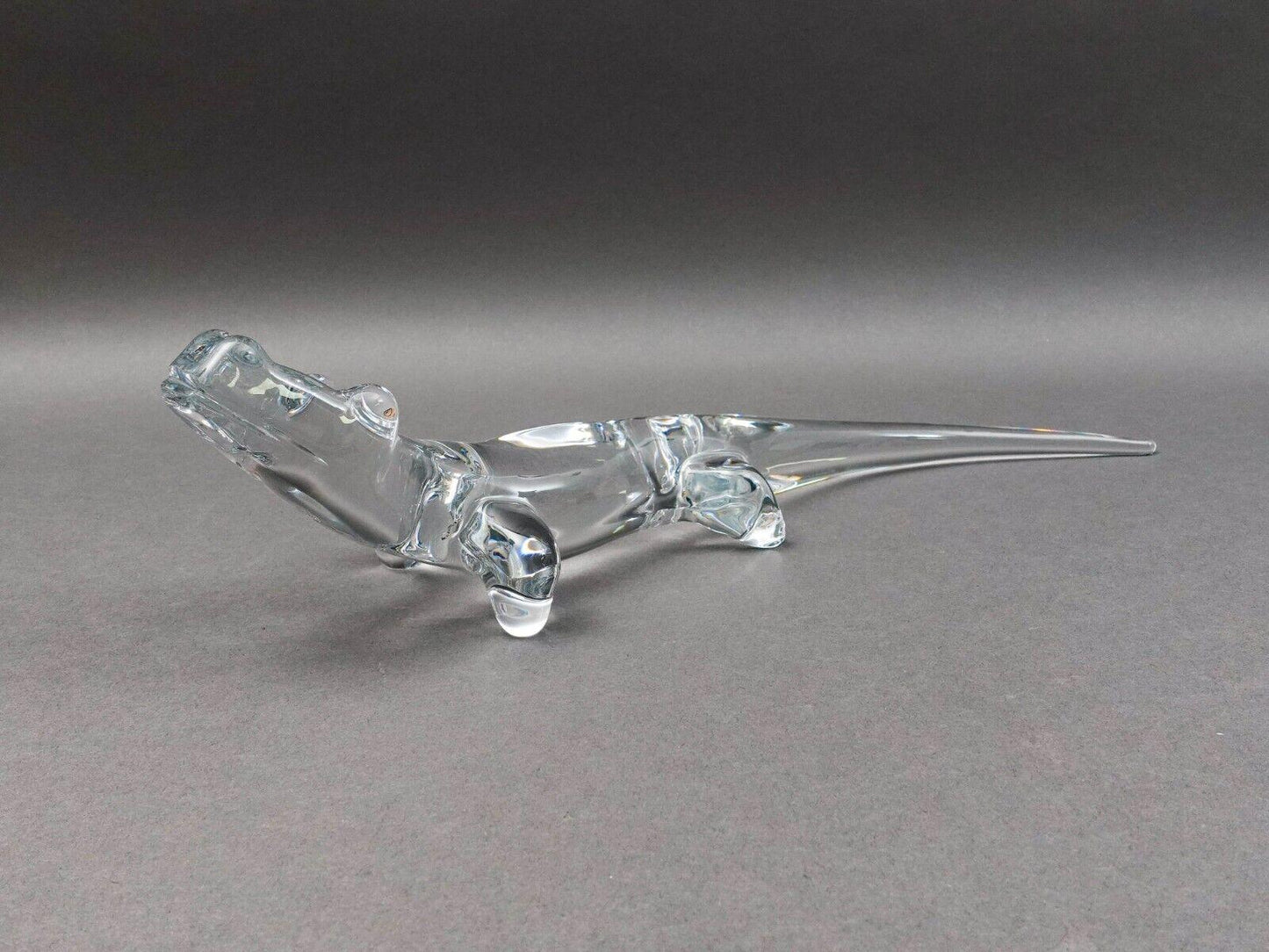 Daum Crystal France Signed Alligator Glass Figurine Sculpture 16 1/2"