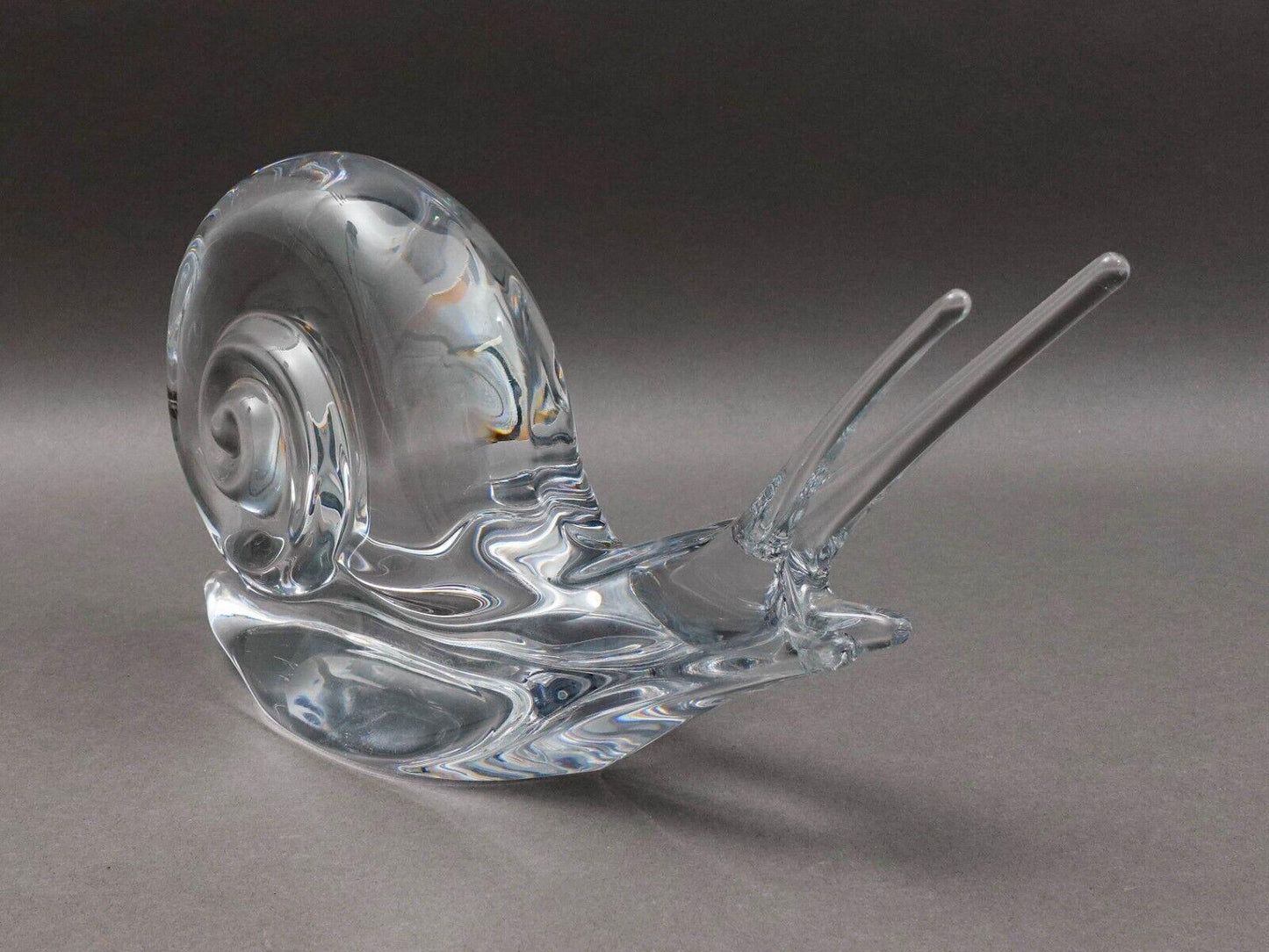 Daum Crystal France Signed Snail Escargot Large Glass Figurine Sculpture 13 1/8"