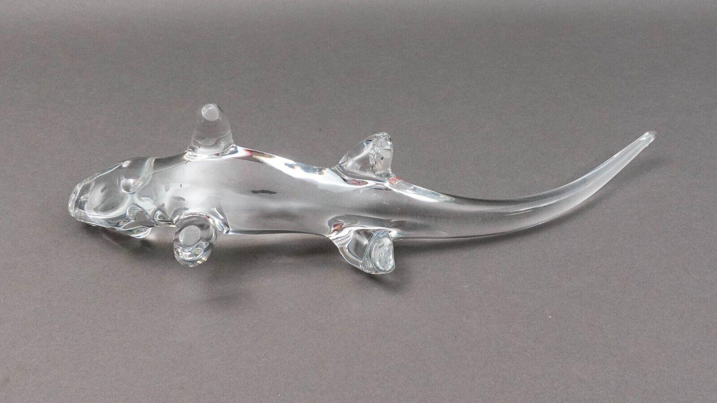 Daum Crystal France Signed Alligator Glass Figurine Sculpture 16 1/2"
