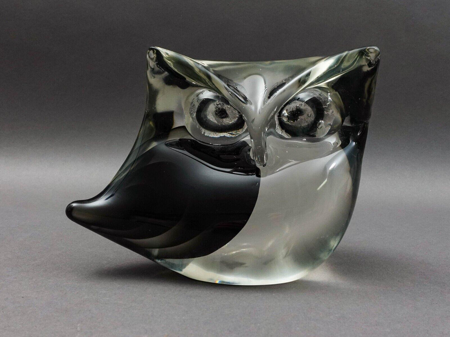 Antonio Da Ros Cenedese Murano Italy MCM Sommerso Art Glass Owl Figure Sculpture