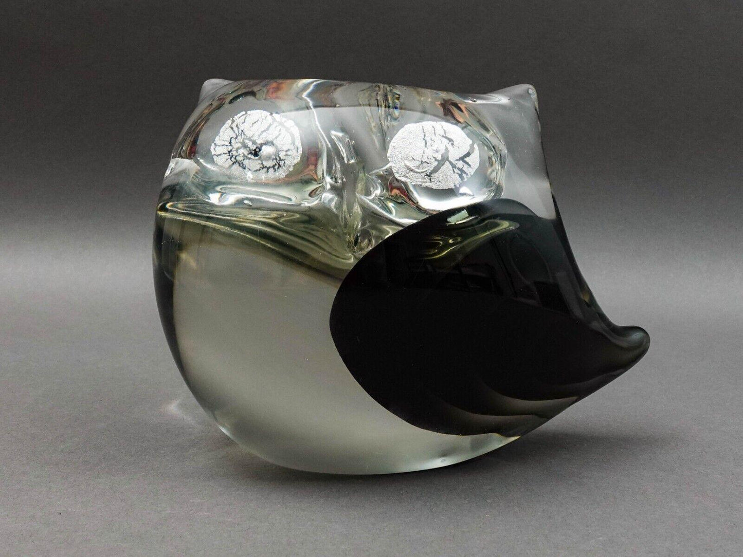 Antonio Da Ros Cenedese Murano Italy MCM Sommerso Art Glass Owl Figure Sculpture