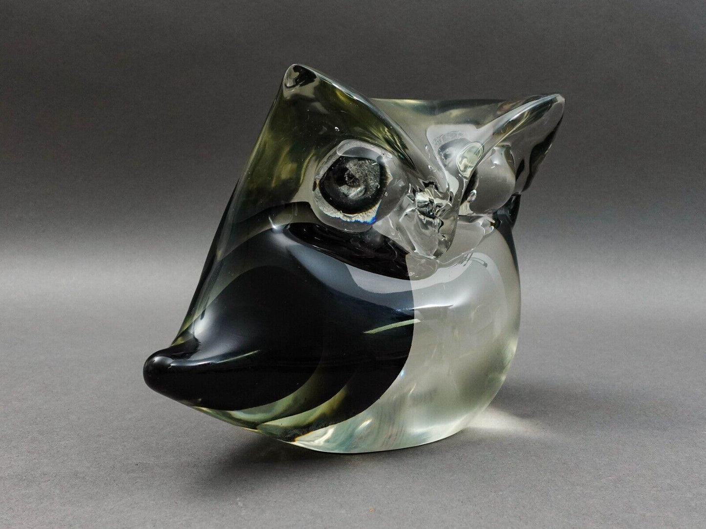 Antonio Da Ros Cenedese Murano Italy MCM Sommerso Art Glass Owl Figure Sculpture