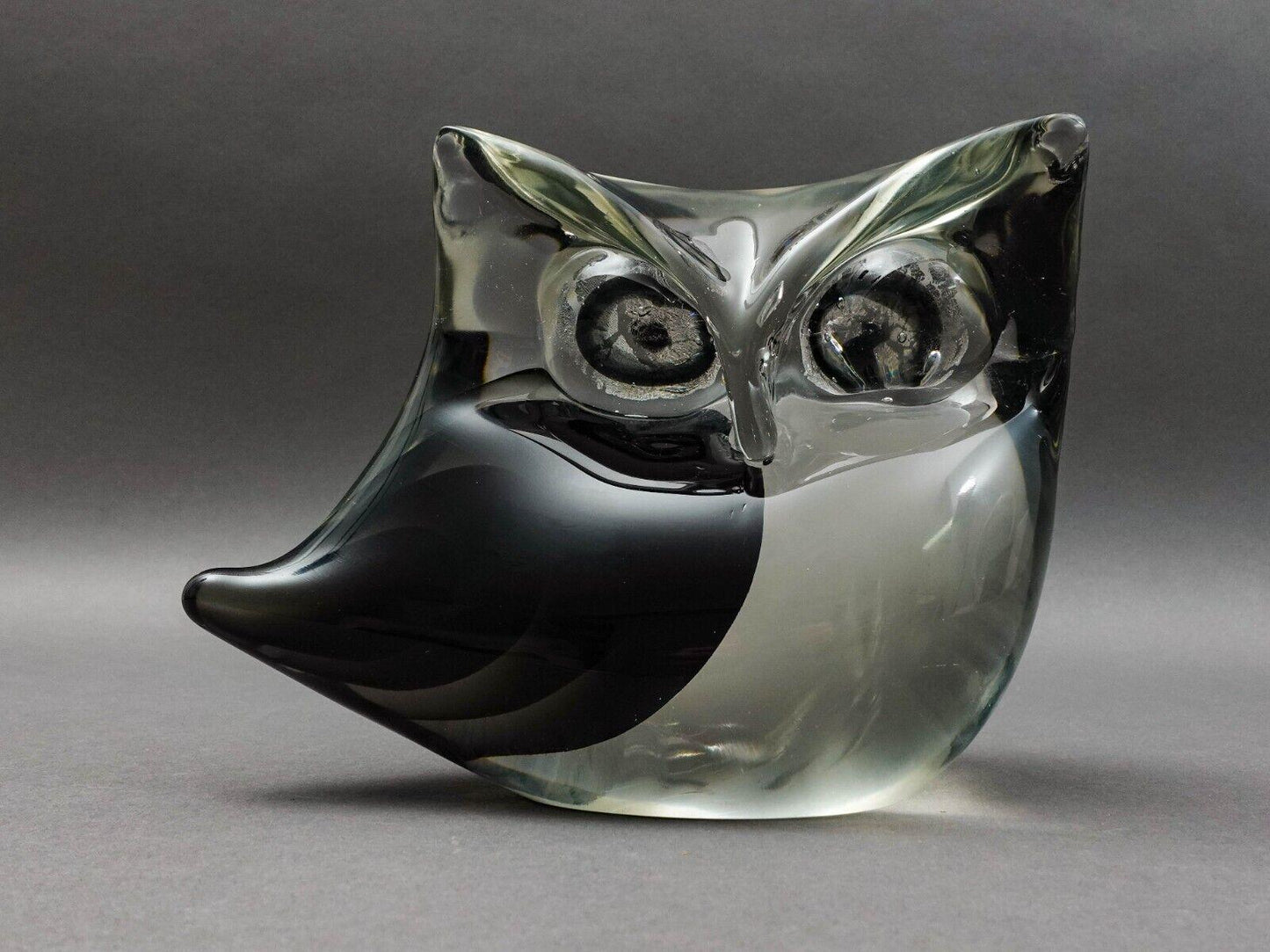 Antonio Da Ros Cenedese Murano Italy MCM Sommerso Art Glass Owl Figure Sculpture