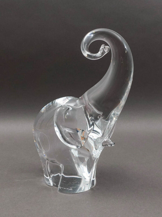 Oggetti Italy Signed Heavy Crystal Elephant Murano Art Glass Sculpture 10 3/4"