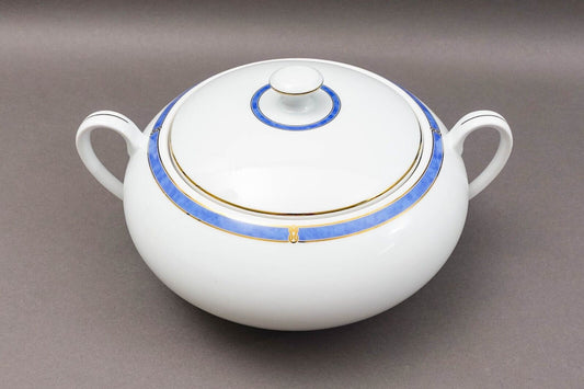 Christofle France Oceana Bleu Blue Covered Vegetable Dish Tureen Serving Bowl