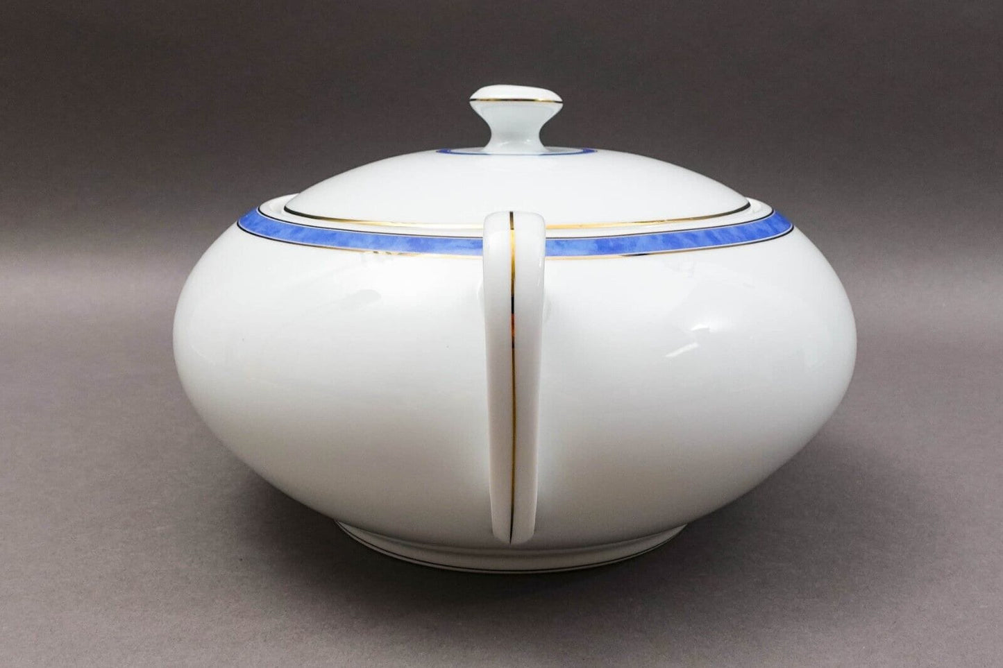 Christofle France Oceana Bleu Blue Covered Vegetable Dish Tureen Serving Bowl