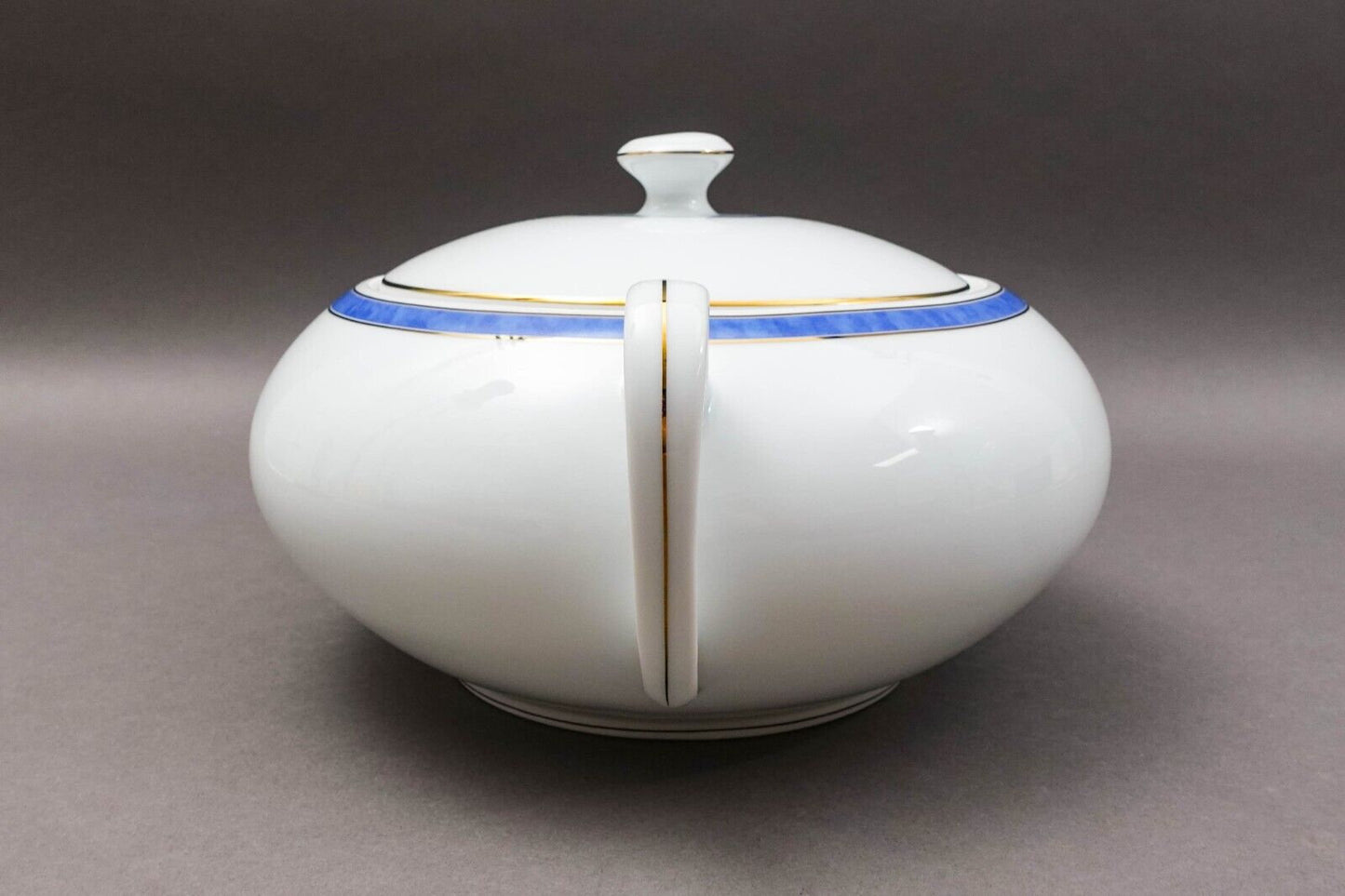 Christofle France Oceana Bleu Blue Covered Vegetable Dish Tureen Serving Bowl