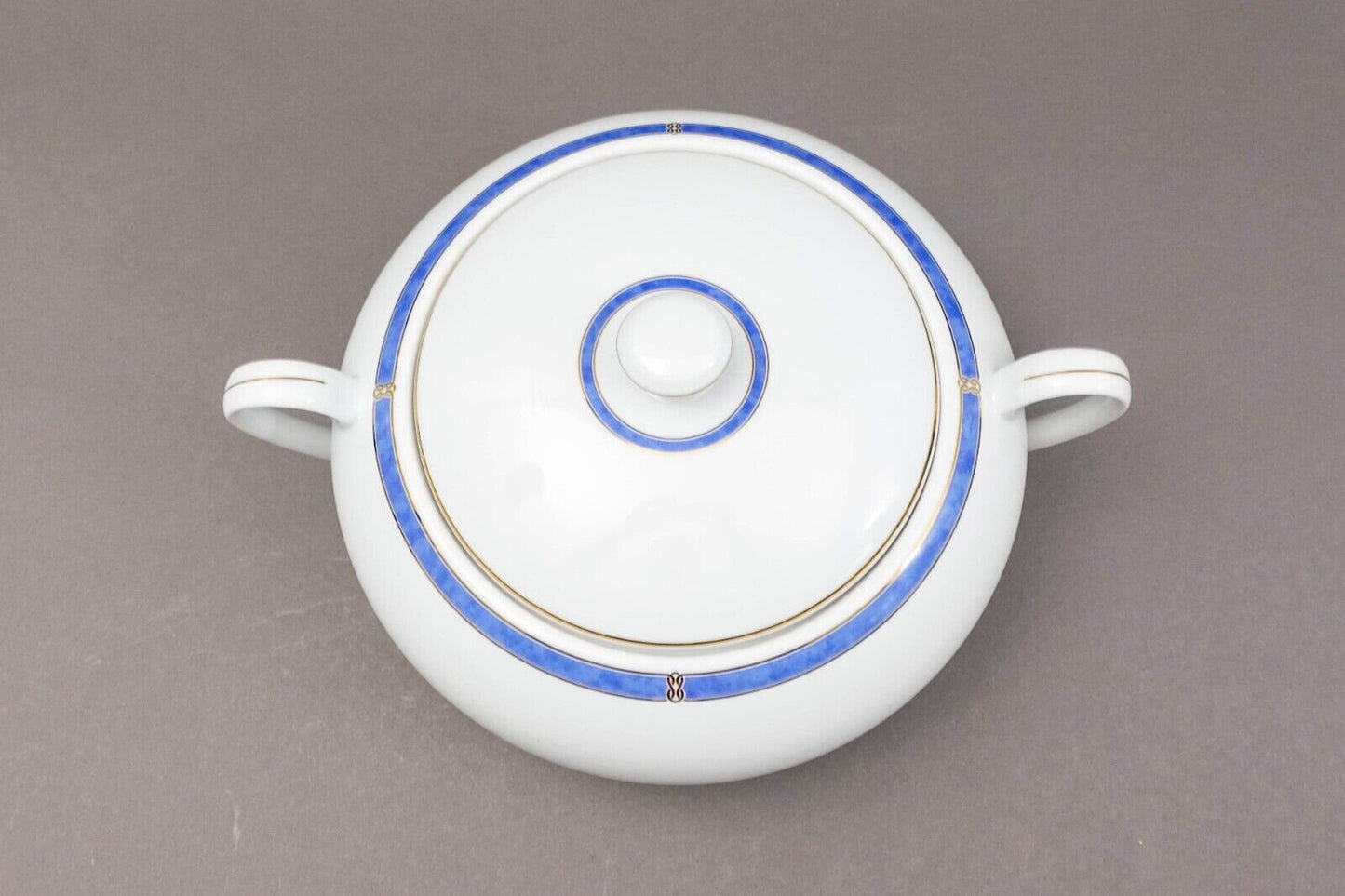 Christofle France Oceana Bleu Blue Covered Vegetable Dish Tureen Serving Bowl