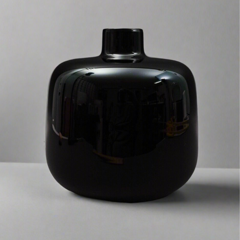 Ichendorf Germany Mid Century Modern Black Art Glass Vase