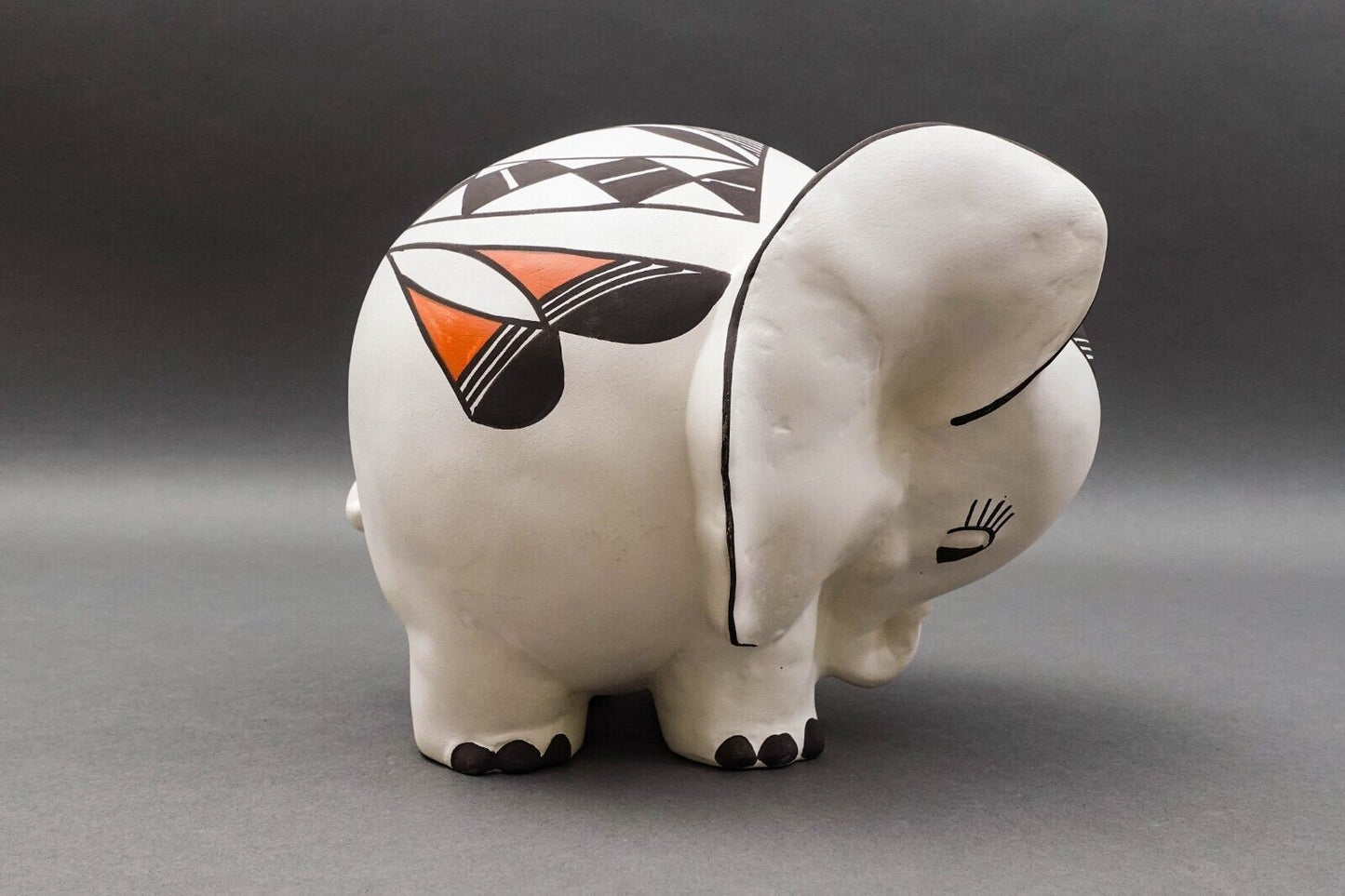 Acoma Pueblo Native American RLC Signed Vintage Elephant Pottery Figurine Effigy