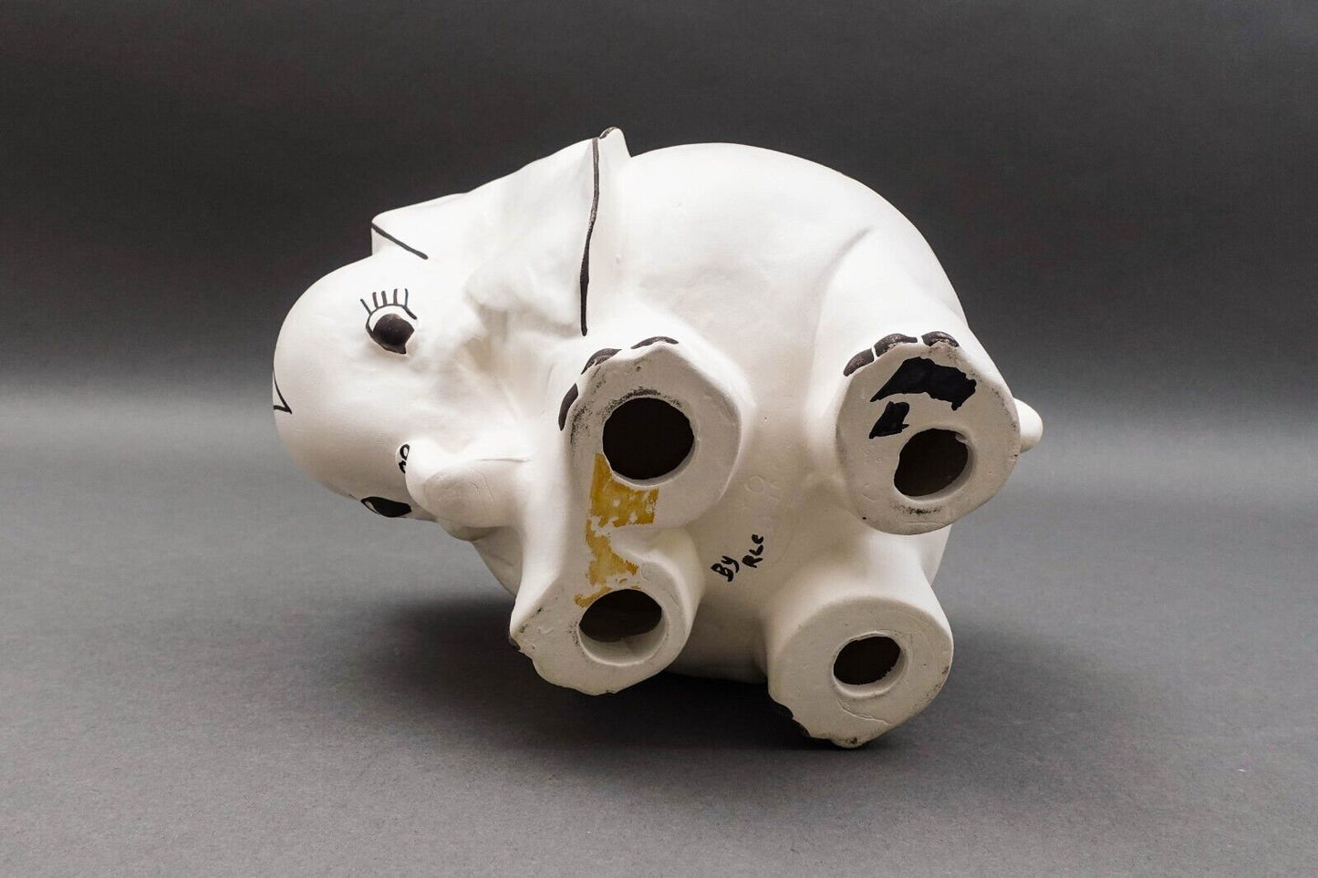 Acoma Pueblo Native American RLC Signed Vintage Elephant Pottery Figurine Effigy