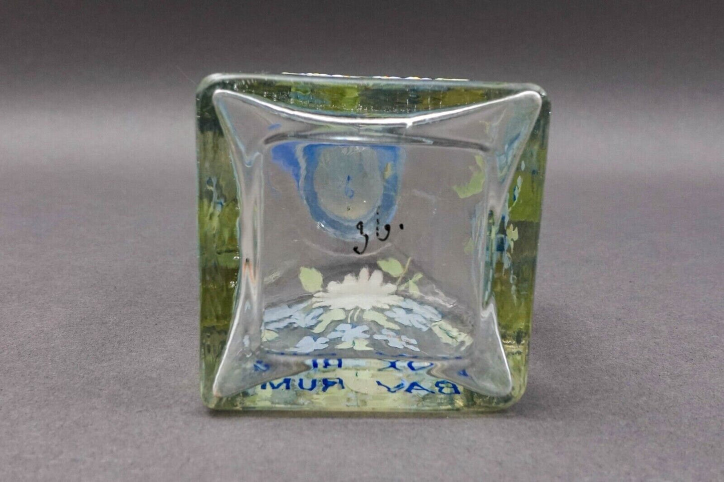 Apothecary Drug Store Antique Hand Painted Flowers Glass Vanity Bottles Set Of 4