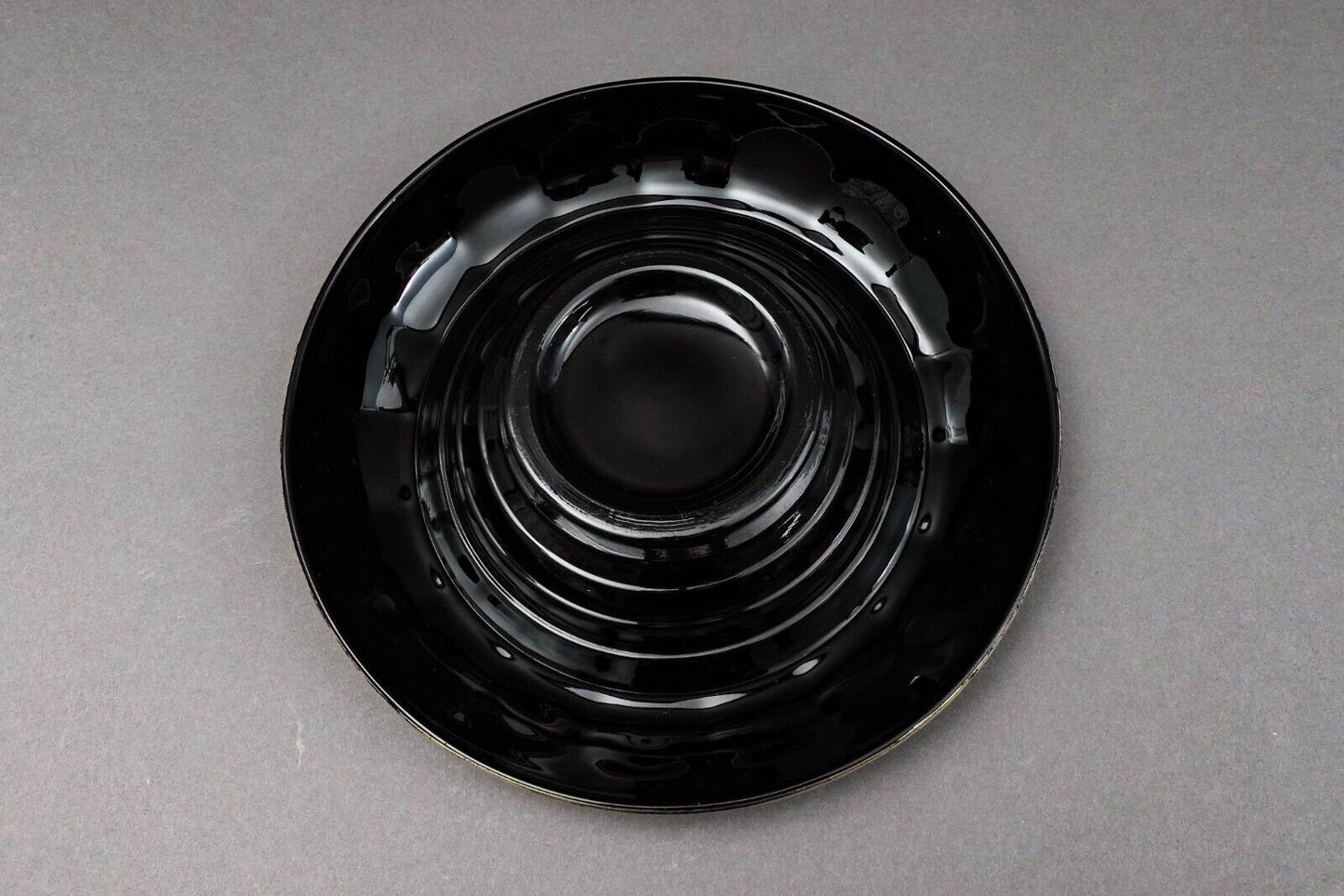 Paden City Ebony Black Forest Silver Overlay & Glass Rolled Console Bowl