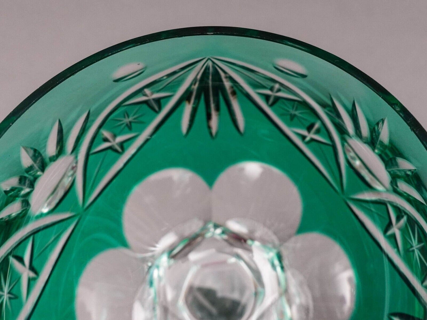 Lausitzer Bohemian Cut to Clear Fans Stars Roundlets Wine Hock Goblets Set Of 6