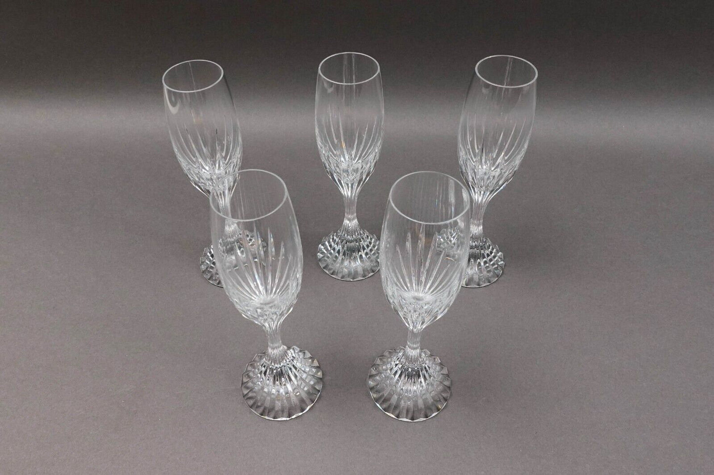 Baccarat Crystal France Massena 8 1/2" Champagne Flute Glasses Set Of 5