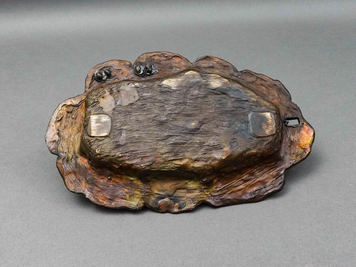 Evans Signed Children Playing In Lily Pond With Frogs Bronze Sculpture 11 3/4"