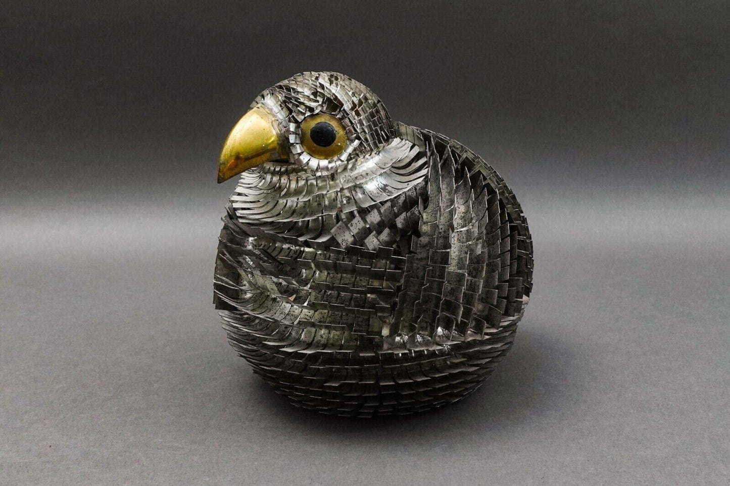 Sergio Bustamante Vintage MCM Brutalist Mixed Metal Bird Sculpture Jere 6.5"