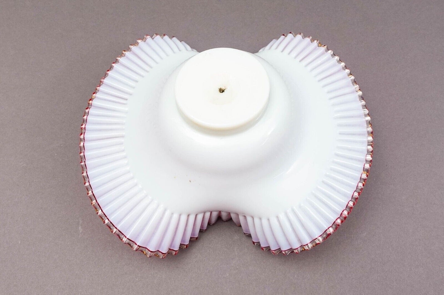 Antique Victorian Hand Painted Butterflies Ruffled Edge Glass Brides Basket Bowl