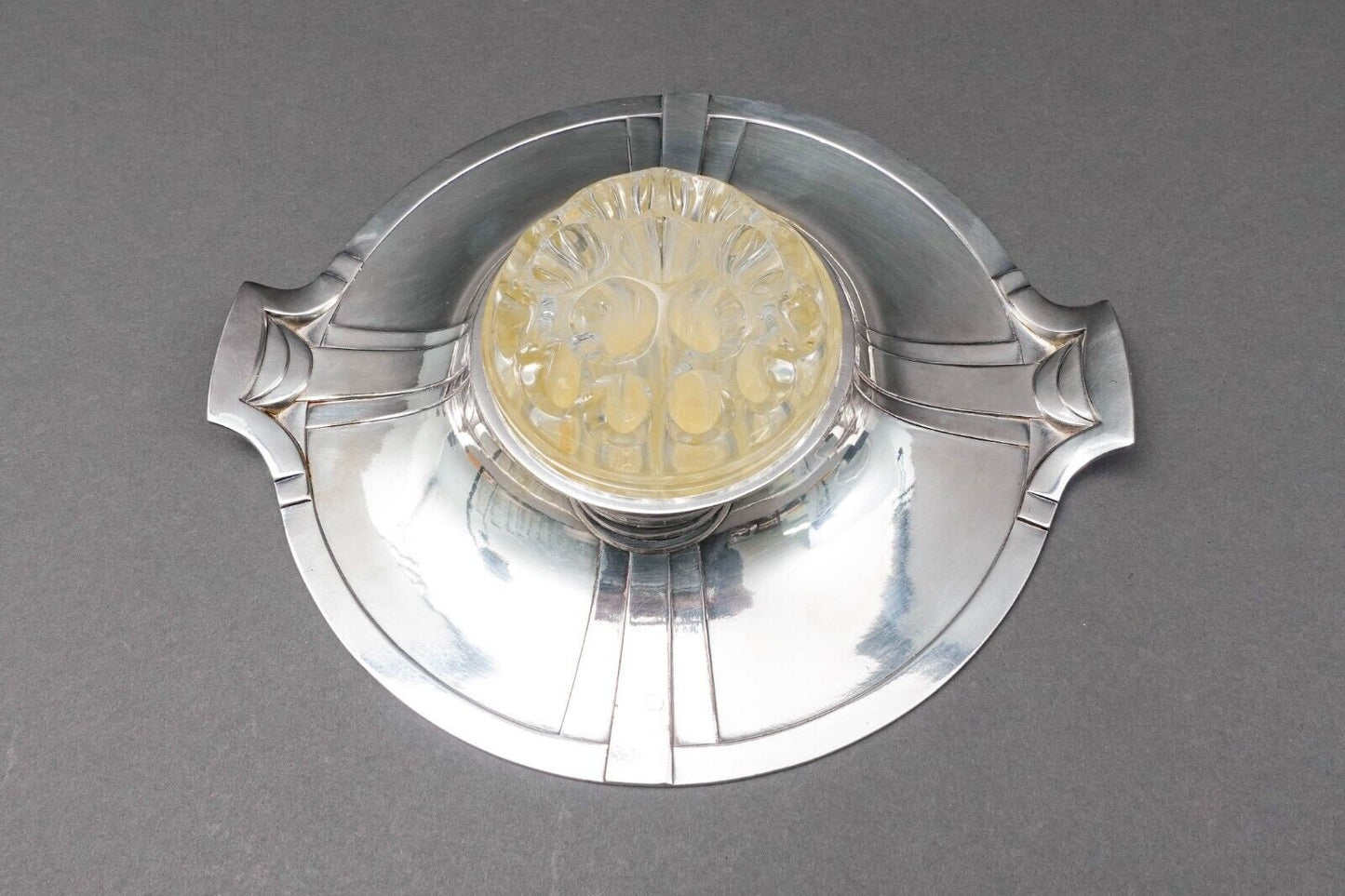 Christofle France Art Nouveau Gallia Silver Plate Flower Frog Dish Tray (Read)