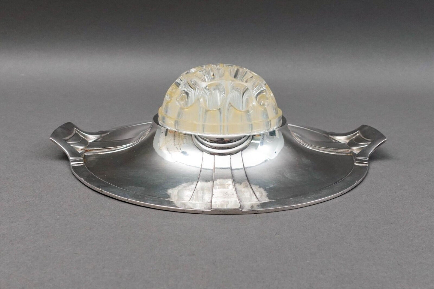 Christofle France Art Nouveau Gallia Silver Plate Flower Frog Dish Tray (Read)