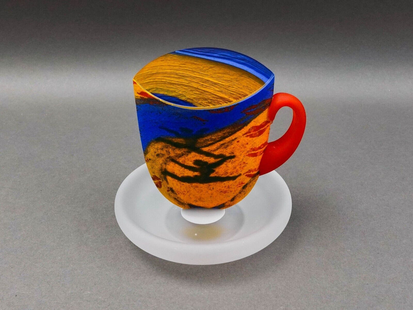Kosta Boda Sweden Kjell Engman Atelier Art Glass Dancing Tea Cup Mug Sculpture