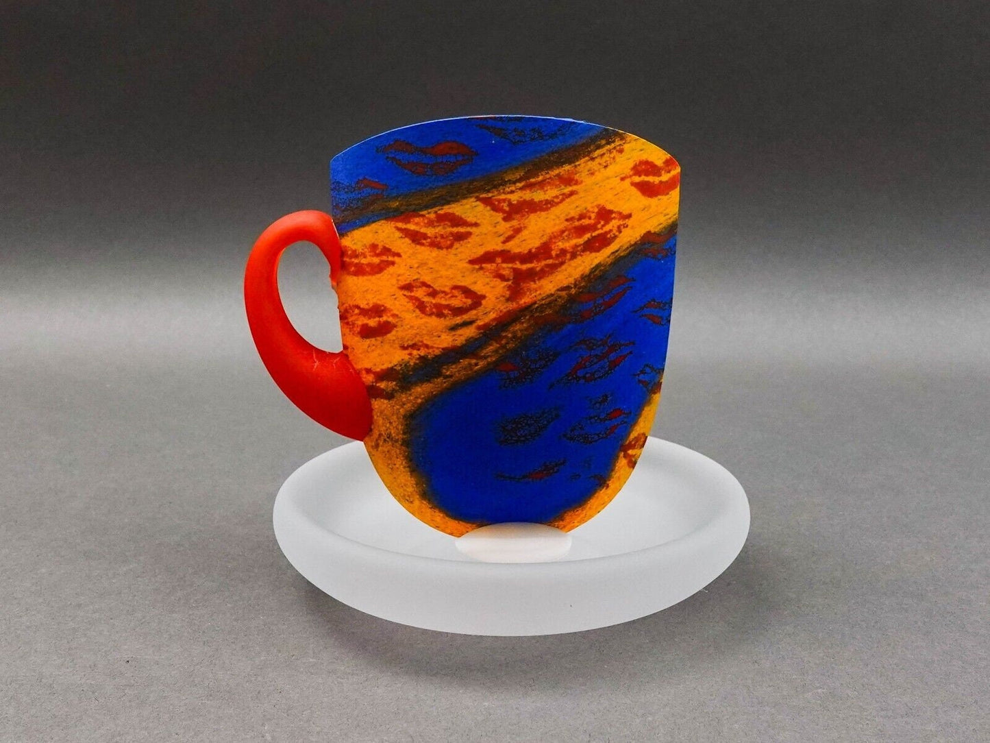 Kosta Boda Sweden Kjell Engman Atelier Art Glass Dancing Tea Cup Mug Sculpture