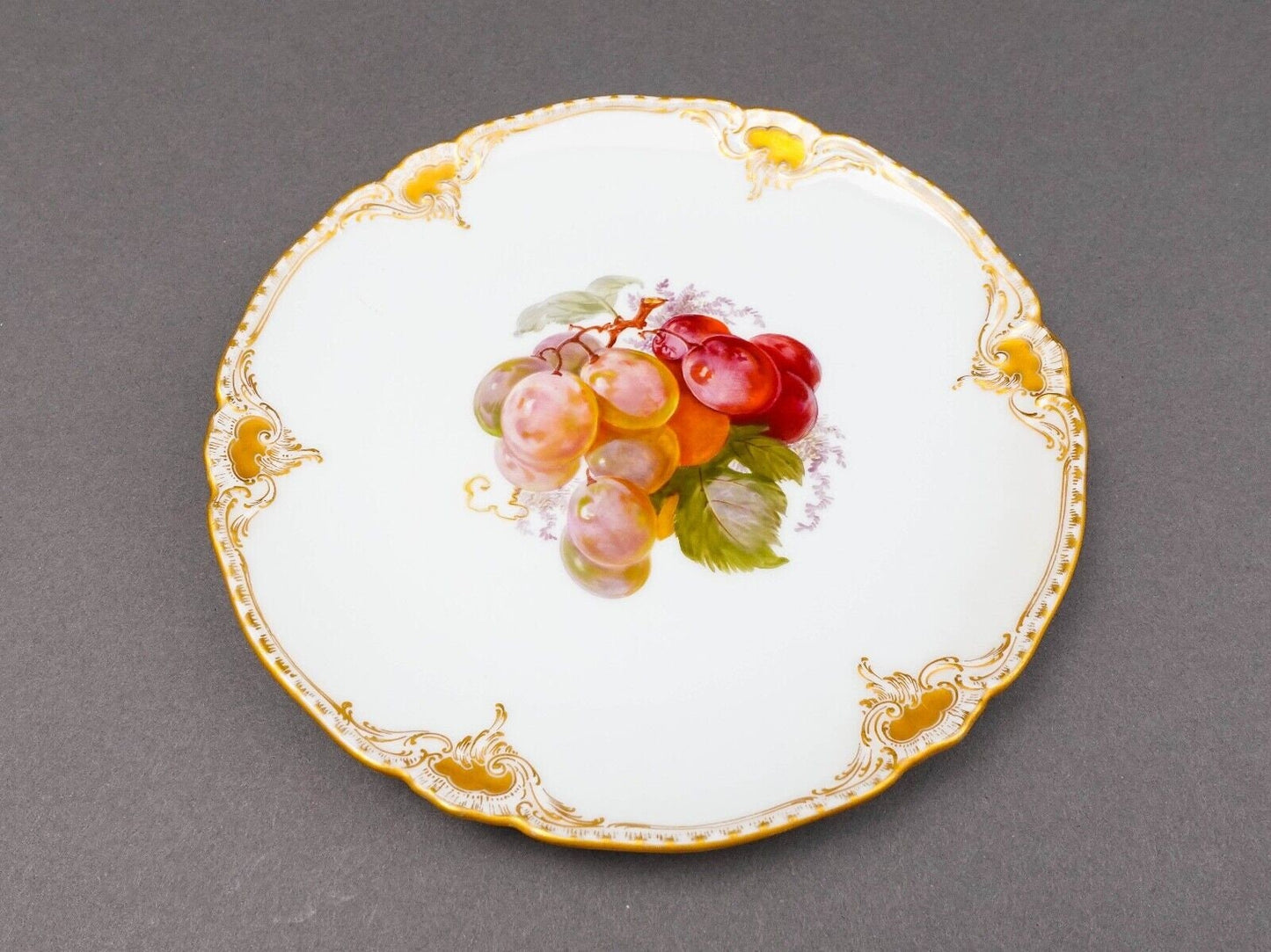 KPM Berlin Antique Hand Painted Fruit Gold Gilt Porcelain Cabinet Plates