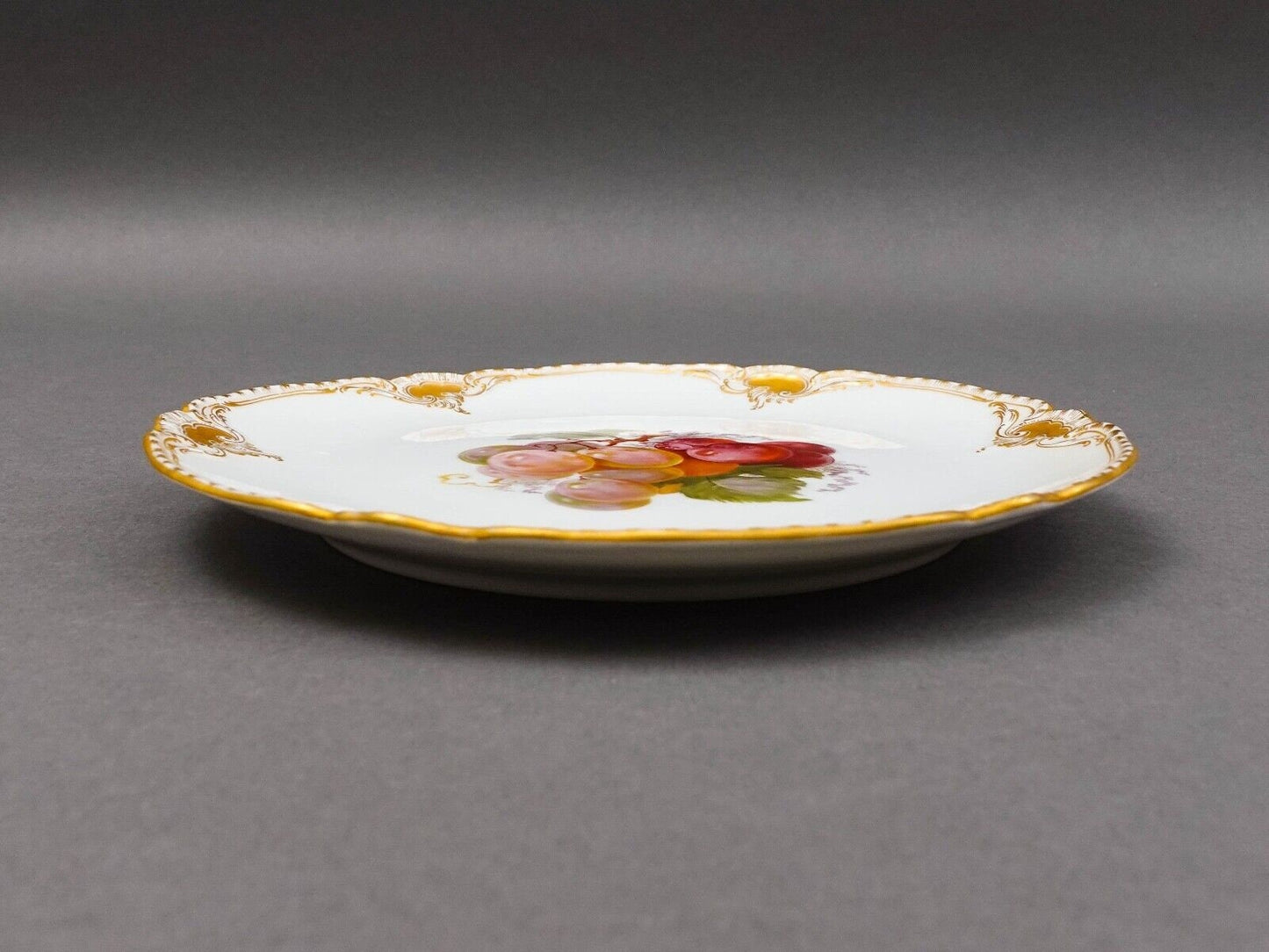 KPM Berlin Antique Hand Painted Fruit Gold Gilt Porcelain Cabinet Plates