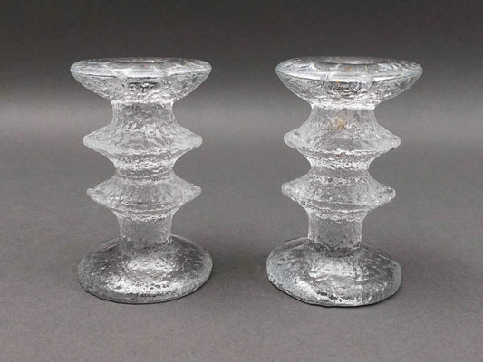 Iittala Finland Timo Sarpaneva Signed MCM Festivo 2 Ring Candle Holder Set of 2