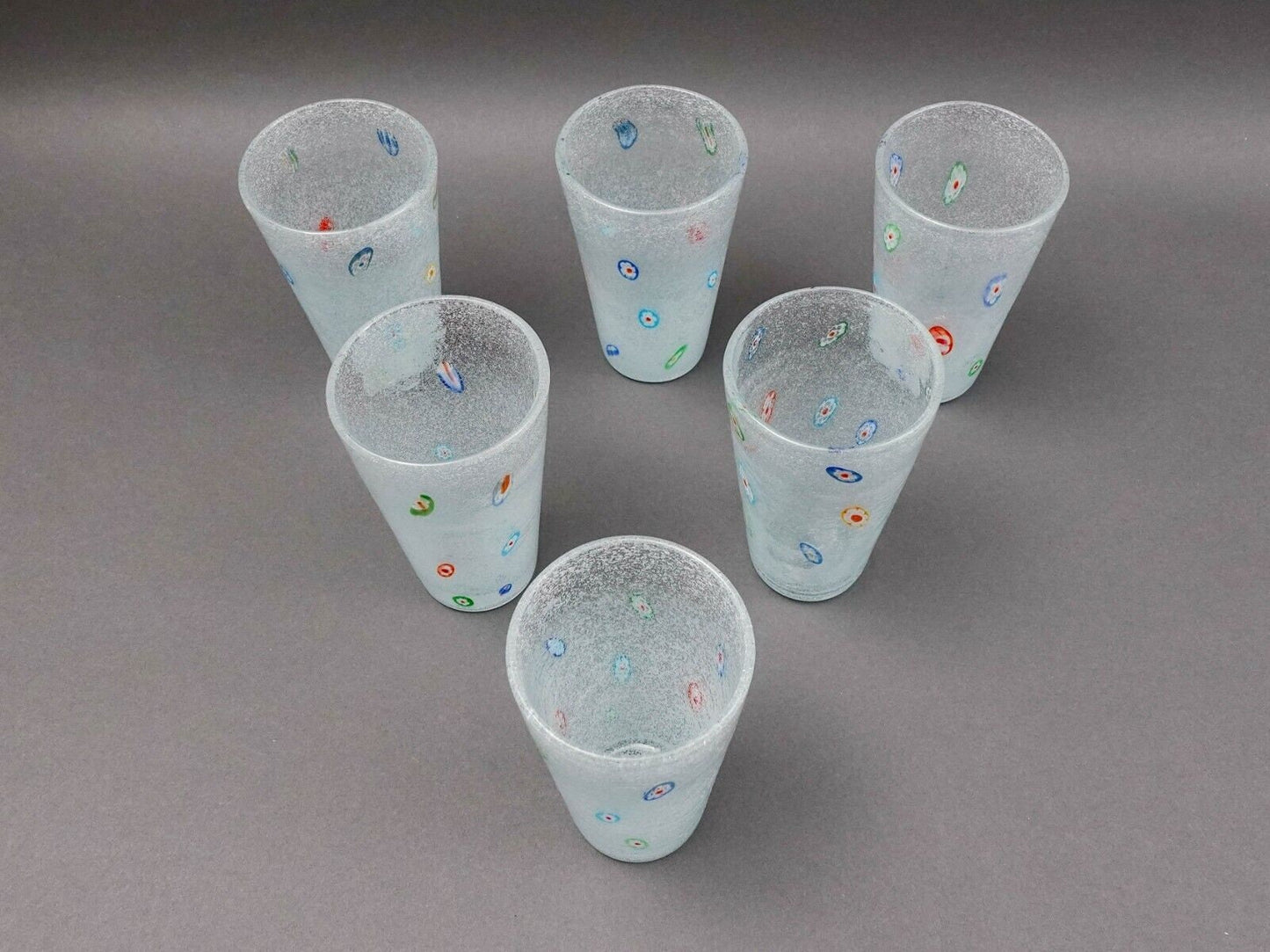 Crate & Barrel Zazz Millefiori 5 5/8" Highball Tumbler Glasses Set Of 6