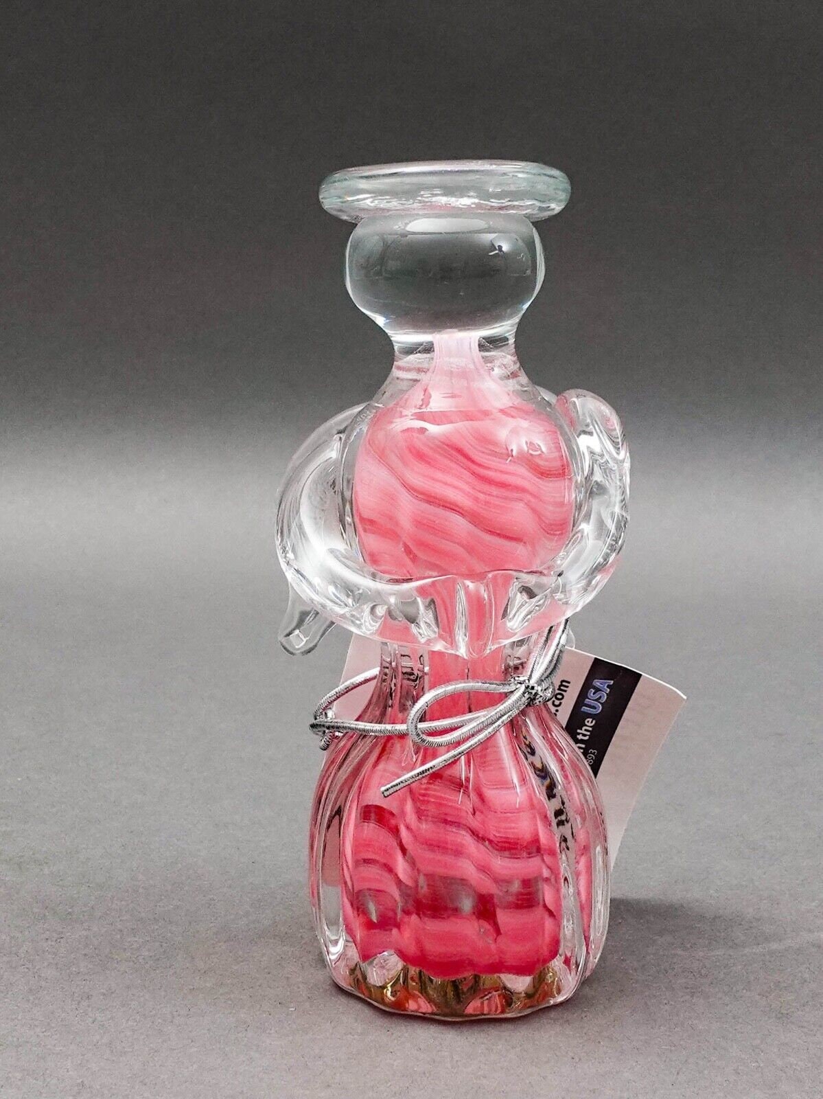 Blenko Angel Pink Swirl Hand Blown Art Glass Figurine Sculpture 5 3/8"