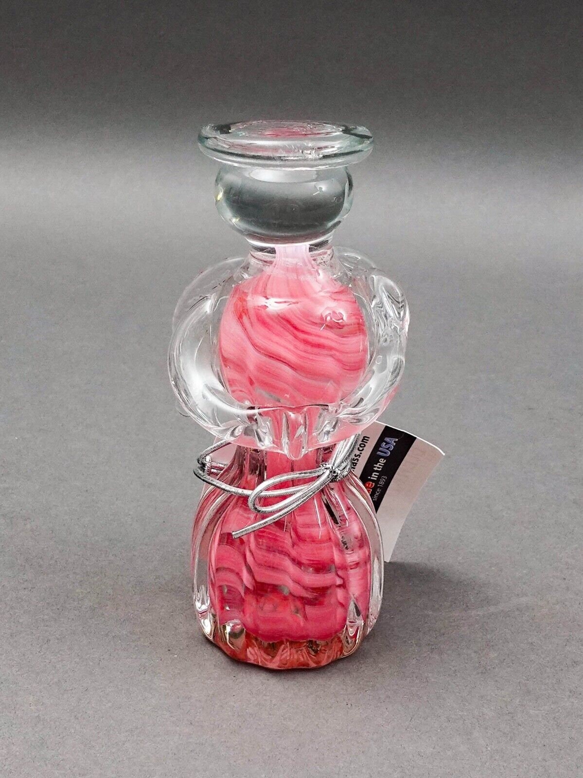 Blenko Angel Pink Swirl Hand Blown Art Glass Figurine Sculpture 5 3/8"