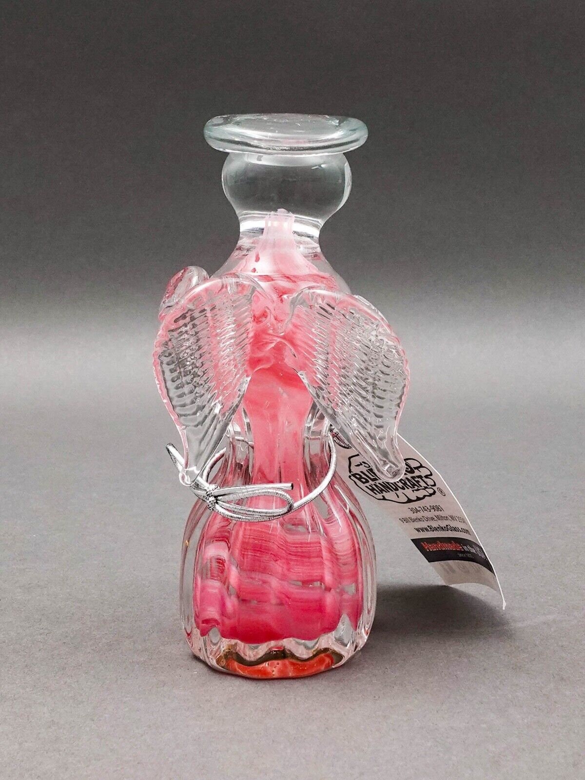 Blenko Angel Pink Swirl Hand Blown Art Glass Figurine Sculpture 5 3/8"