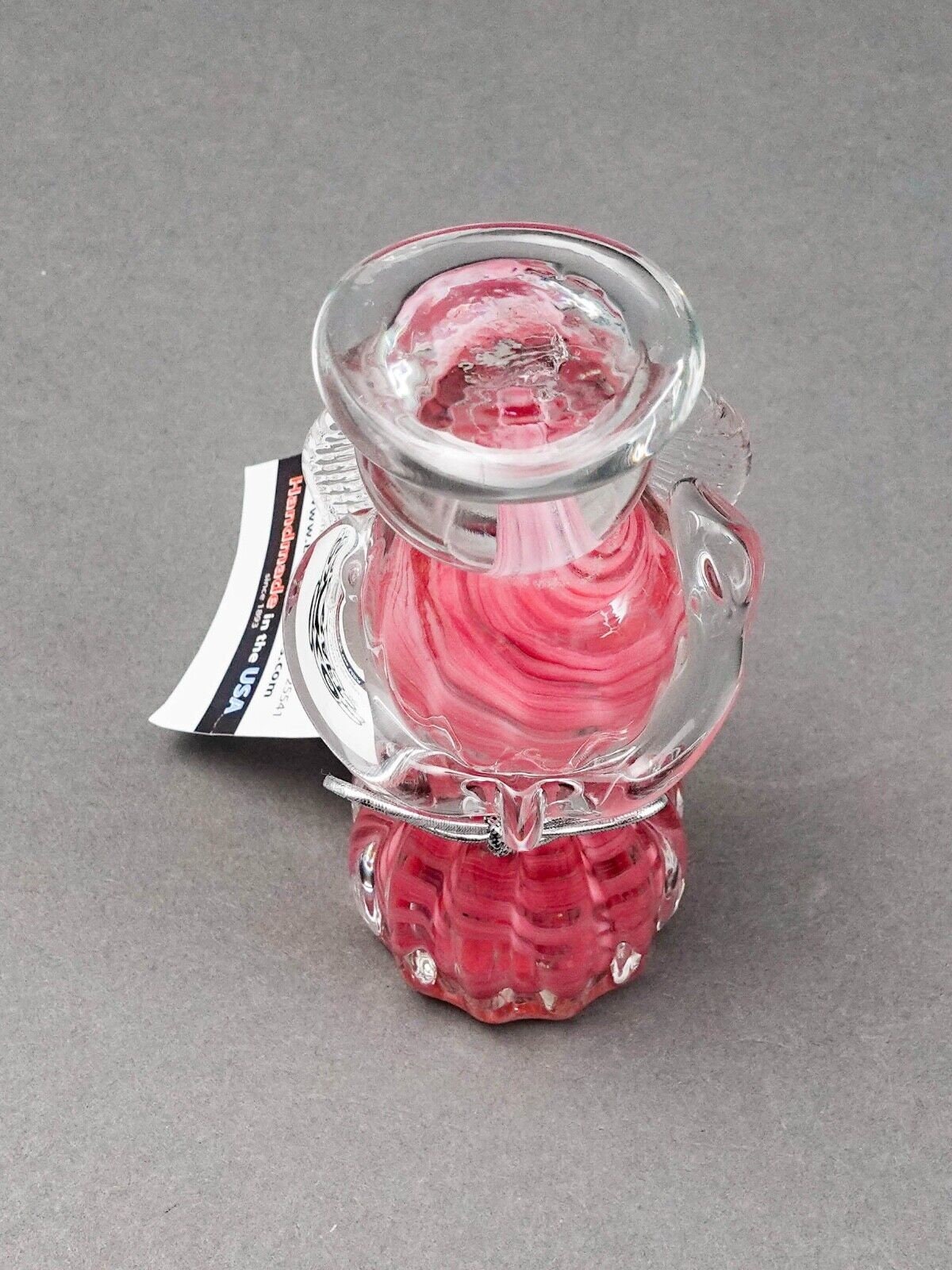 Blenko Angel Pink Swirl Hand Blown Art Glass Figurine Sculpture 5 3/8"