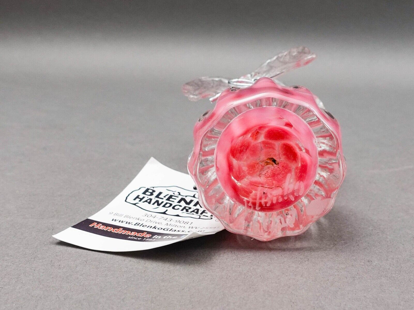 Blenko Angel Pink Swirl Hand Blown Art Glass Figurine Sculpture 5 3/8"