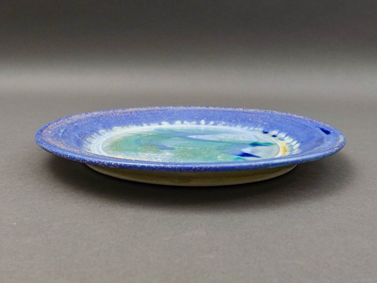 Edgecomb Potters USA Blue Green Glazed Porcelain Salad Plate Set Of 4