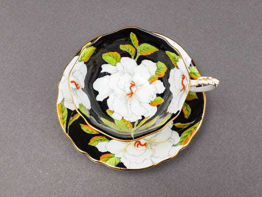 Paragon England To The Bride Gardenia Double Warrant Black Tea Cup & Saucer
