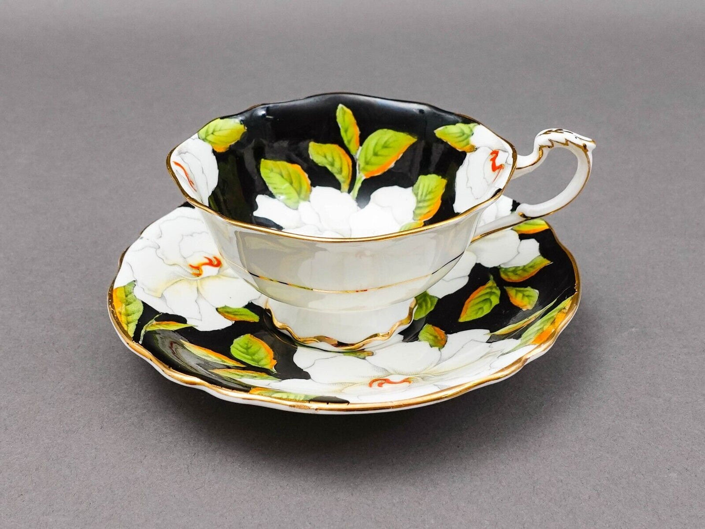 Paragon England To The Bride Gardenia Double Warrant Black Tea Cup & Saucer