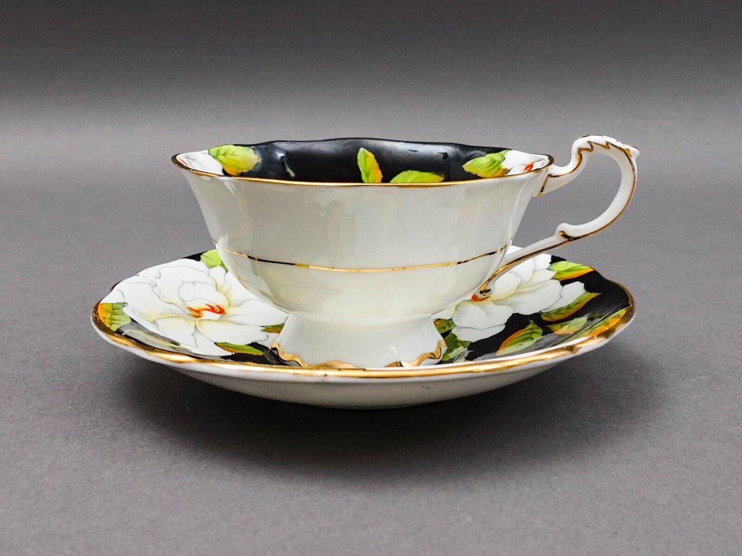 Paragon England To The Bride Gardenia Double Warrant Black Tea Cup & Saucer