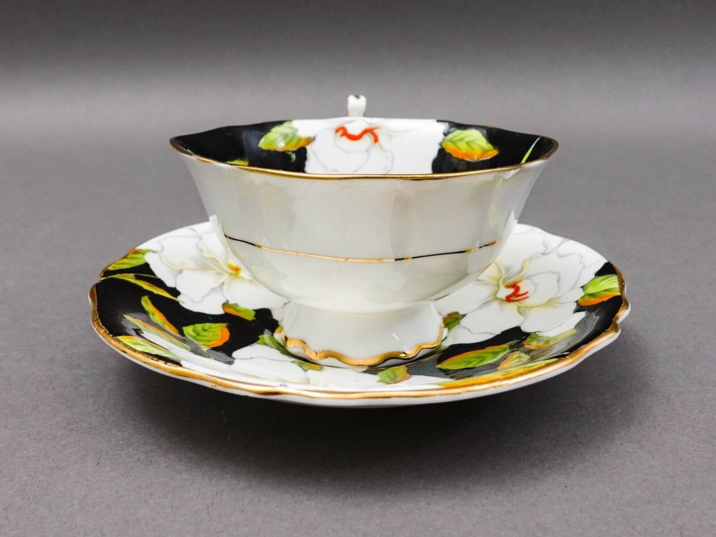 Paragon England To The Bride Gardenia Double Warrant Black Tea Cup & Saucer