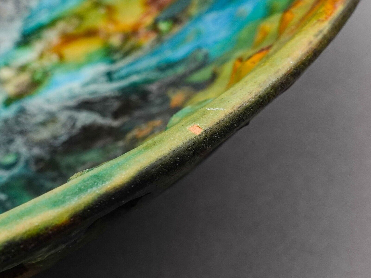 Alvino Bagni Italy For Raymor MCM Sea Garden Glazed Art Pottery 13" Bowl (Read)