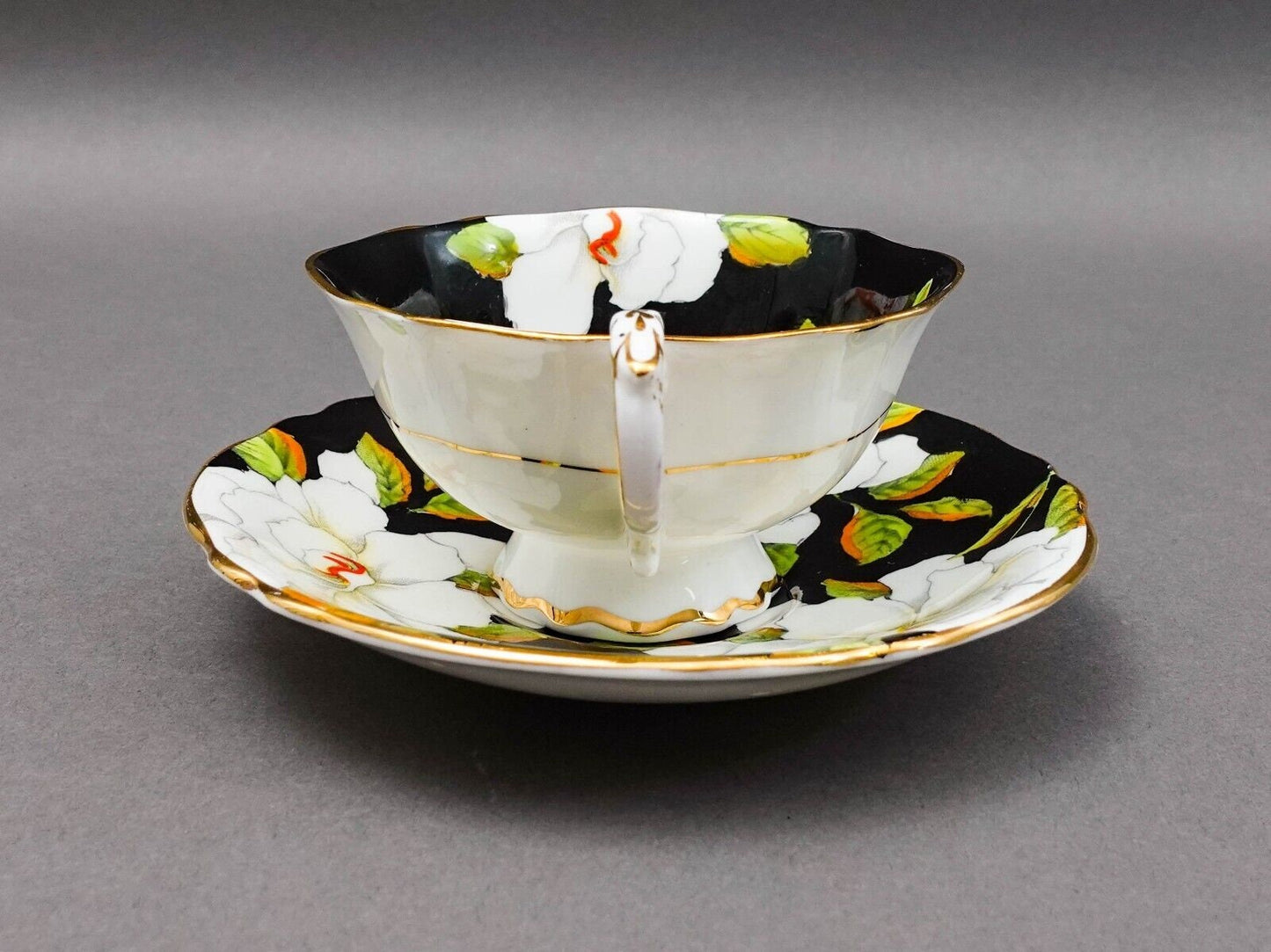Paragon England To The Bride Gardenia Double Warrant Black Tea Cup & Saucer
